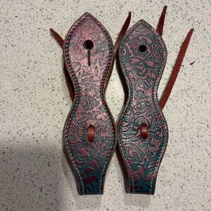 Tough-1 Wine & Teal Leather Horse Slobber Straps